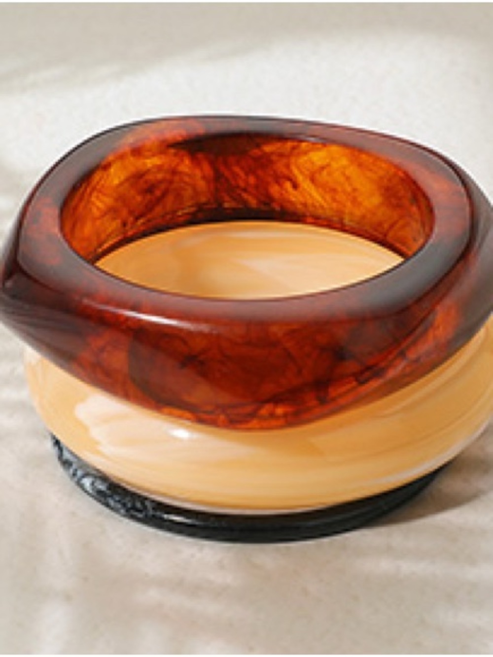 Chunky Amber and Cream Resin Bangle Bracelet
